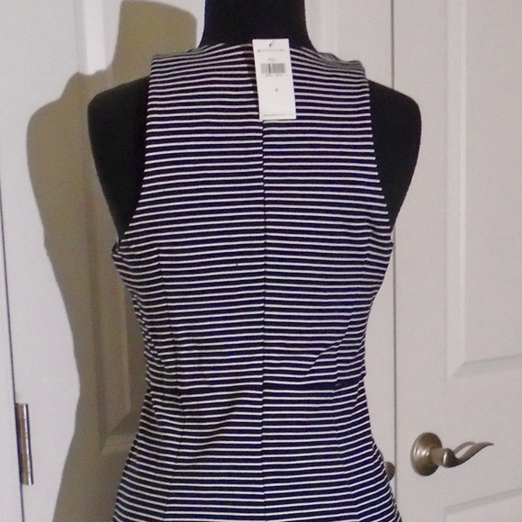 BANANA REPUBLIC Stripe Ponte Sheath Dress 6 NAVY - Picture 6 of 7